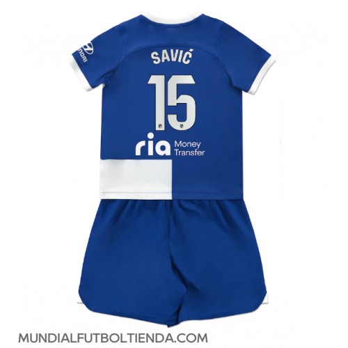 Camiseta Atletico Madrid Stefan Savic #15 Segunda Equipación Replica 2023-24 para niños mangas cortas (+ Pantalones cortos)
